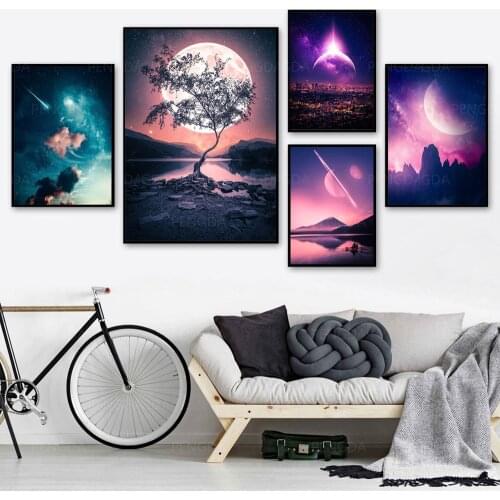Home Decoration Hd Prints Sky Painting Planet Pictures Wall Art Modular Canvas Landscape Poster No Framework Bedside Background