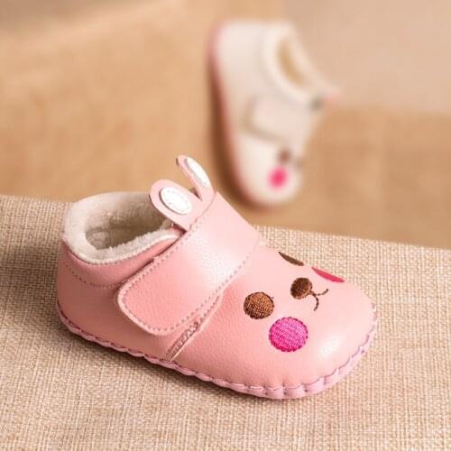 Phynier Winter baby girl to learn shoes cartoon rabbit soft bottom step shoes 0-1 year old baby shoes warm cotton shoes