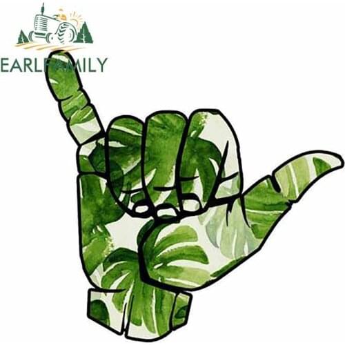 EARLFAMILY 13cm x 12.6cm For Green Hand DIY Car Stickers Sunscreen Fine Decal Suitable For SUV JDM Waterproof Car Assessoires