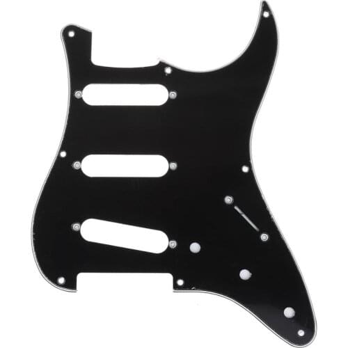 Musiclily Pro 8-Hole Guitar Strat Pickguard for JPN Fender Japan 57 Vintage Style Stratocaster, 3Ply Black