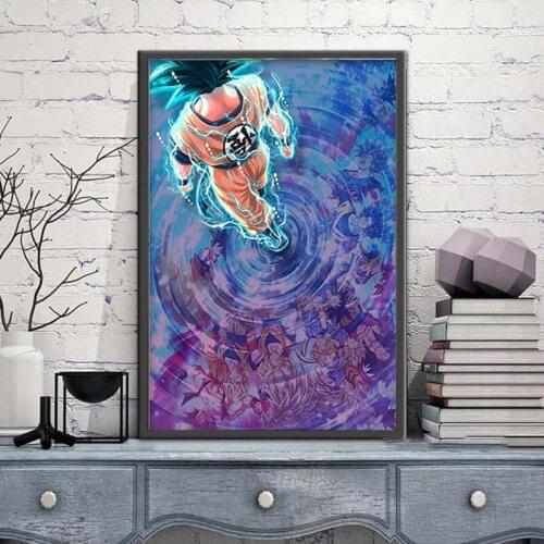 Dragon Ball Goku Back View Water Ripple Canvas Painting Wall Art Print Anime Posters Mural Living Room Home Decoration Cudros