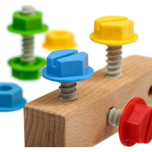 Screw Block Toy Matching Game for Boy Girl Kids Wooden Manipulative with Screws and Nut Fun Fine Motor Development Activity Toys