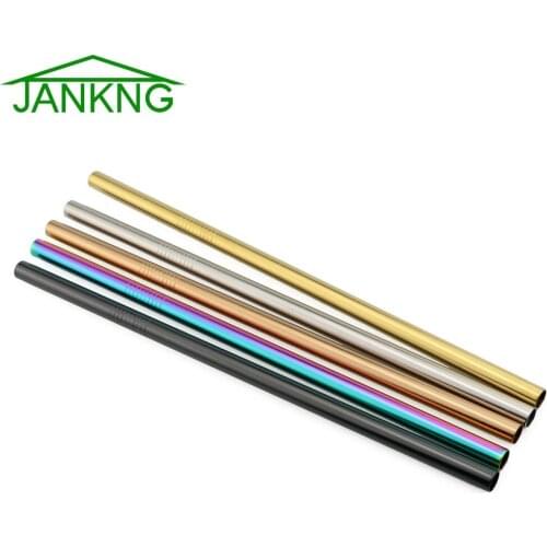 JANKNG 4-Pcs High Quality Colorful Straw 304 Stainless Steel Straws Reusable Bent Metal Drinking Straw for Smoothies Cleaner