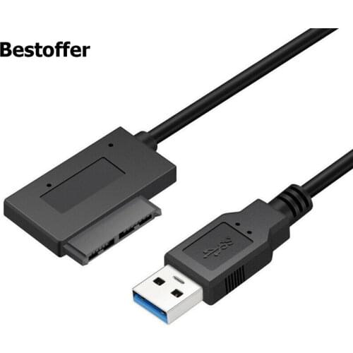 USB 3.0 to Slimline Sata 7+6 13pin Adapter Cable for CD DVD Rom Optical Drive