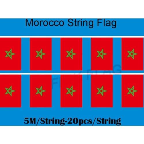 KAFNIK,5 meters 20 faces 14*21CM Morocco String Flag Banner Bar For Party Decoration/World Event Carnival Decor