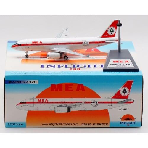 1:200 Alloy Collectible Plane Gift INFLIGHT IF320ME0720 MEA Airlines "75 Years" Airbus A320 Diecast Aircarft Jet Model OD-MRT