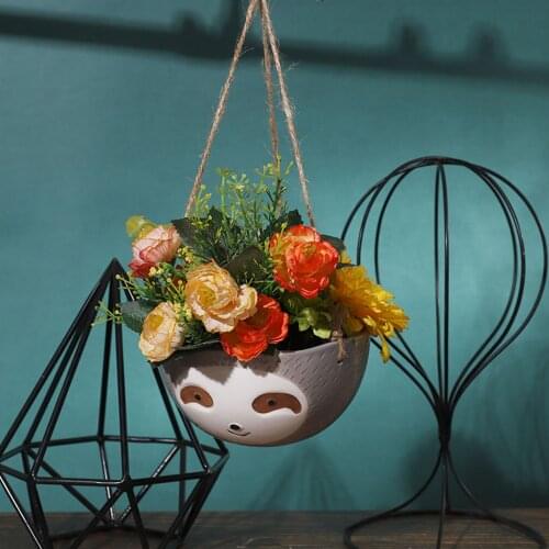 Chlorophytum Potted Plant Nordic Home Garden Decoration Animal Flower Pot Ceramic Vase Wall Hanging Sloth Flower Pots Hot Sales