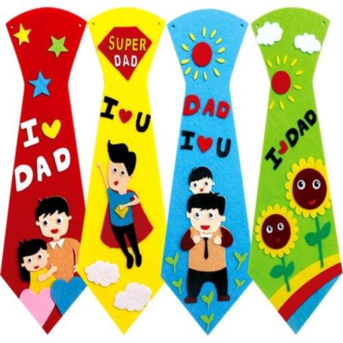 ZYOKRA Pretty 6 Colors DIY Tie Felt Package Father Days Gift Nonwoven Felt DIY Early Learning Tool Home Kindergarten Decoration