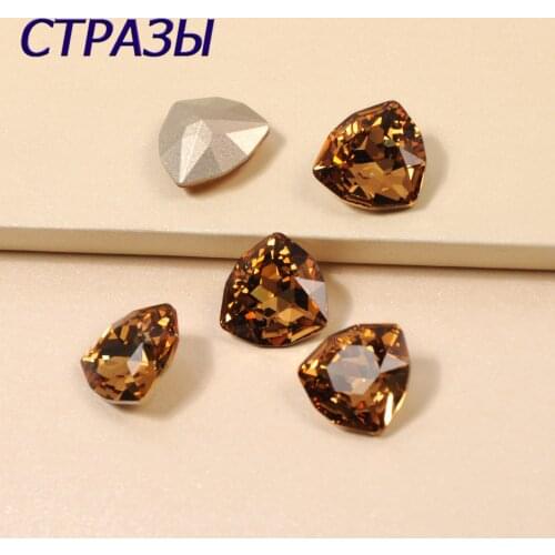 Crystal Colorado Topaz Trilliant Fancy Rhinestones Sew on Crystals for Needlework Wedding Dress Applications Diamond Stones