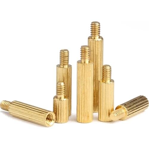M2 Brass Male Female Standoff Pillar Round Knurled Threaded Mounts Spacer Pcb Motherboard Bolt Screw 3mm-35mm