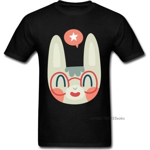 Cute Green Bunny Wearing Glasses 2018 Unisex Black White T-shirt Men Woman Cartoon Designer Summer T Shirt O-neck Top Tee