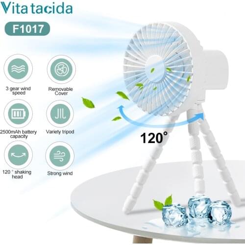 2021 Tripod USB Mini Fan 1800/2500mAh Rechargeable Battery Small Cooler Clip for Baby Stroller Hand Portable Fan Desktop Table