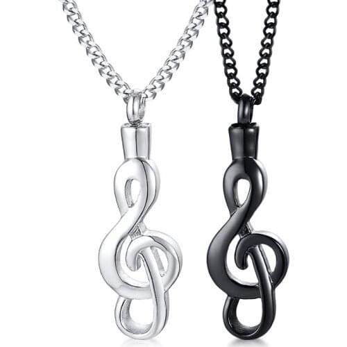 2021 Fashion And Korean Version Stainless Steel Musical Note Urn Pendant Openable Pendant Necklace Suitable For Women And Men