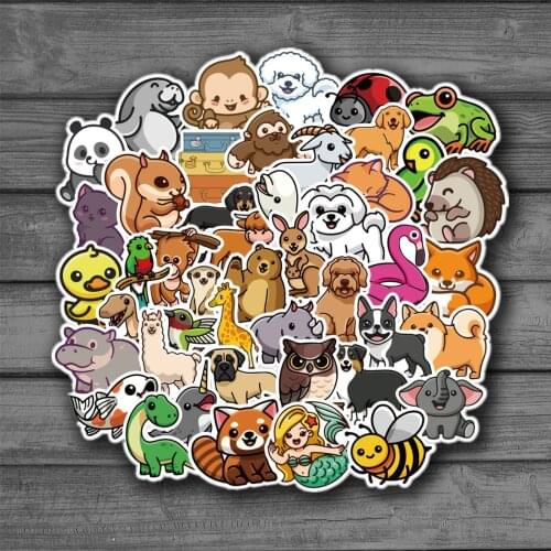 50PCS Cute Animal Cartoon Graffiti Stickers Laptop Phone Snowboard Luggage Fridge Guitar Classic Toy Cool Decals Sticker for Kid