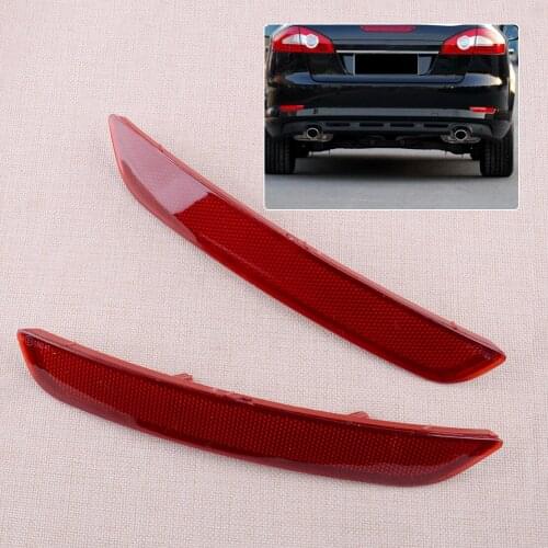 New 1 Pair Car Left & Right Side Red Lens Rear Bumper Tail Light Reflector Cover Fit For Ford Mondeo MK4 2007 2008 2009 2010