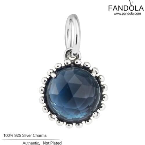 Wholesale 925 Sterling Silver Charm Midnight Blue Crystal Beads Charms Fits DIY Bracelet Women Fashion Jewelry Making