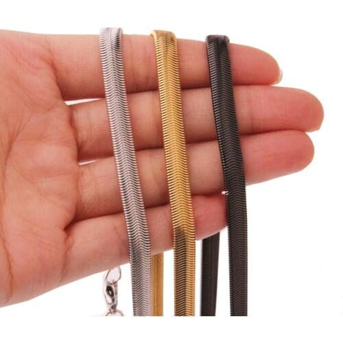 Cool Men Women 316L Stainless Steel flat Snake Chain Jewelry 6mm*23.6" Mens Necklace Gift