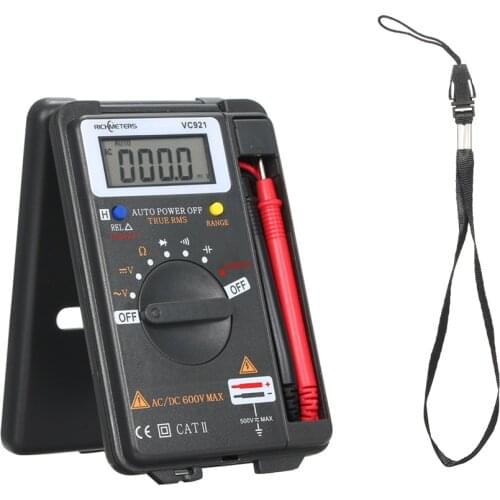 Handheld Mini Digital Multimeter 4000 Counts Multi Meter Transistor Voltage Tester Ammeter Temperature Sensor Test Probe VC921