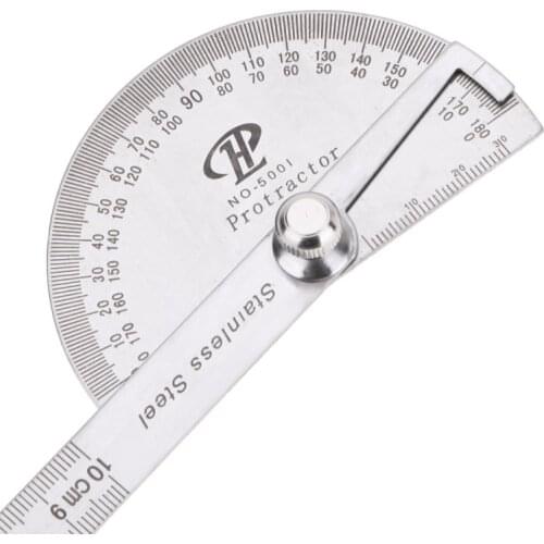Arm Rotary Measuring Ruler Stainless Steel 180 Degree Protractor Angle Finder