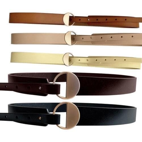 Waistband Elliptical Tail Wear-resistant Simple Women Faux Leather Alloy Buckle Waist Belt for Party