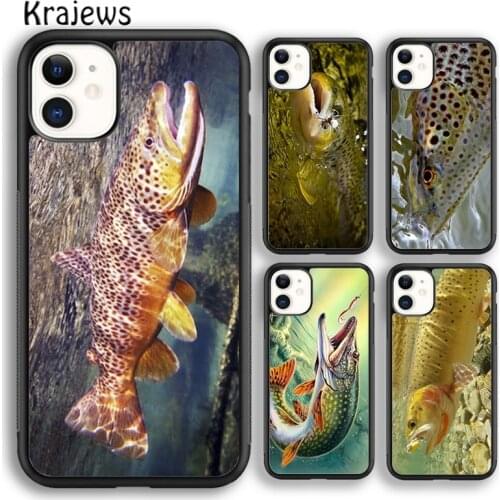 Krajews Rainbow Trout Fishing Skin Phone Case Cover For iPhone 5 SE 6s 7 8 plus 11 12 pro X XR XS max Samsung Galaxy S8 S9 S10