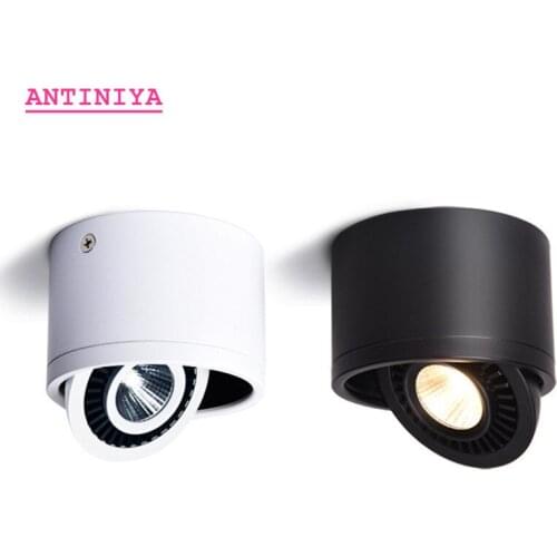 Dimmable Surface Mounted LED COB Downlights 7W/9W/12W/15W/18W 360° degree rotating AC85V-265V Ceiling Spot Light Indoor Lighting