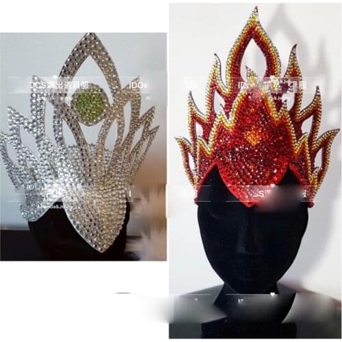 Silver headwear diamond red headdress queen crown Halloween party gogo costume