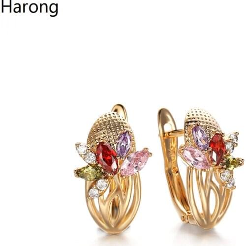 3/Style Natural Crystal Zircon Stud Earrings Copper High-quality Geometric Metal Earring For Woman Aesthetic Jewelry Accessories