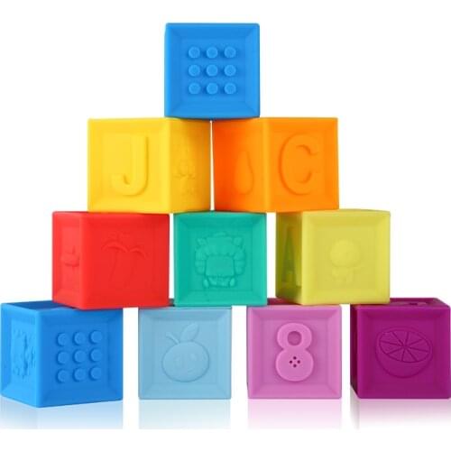 Silicone Blocks Baby Toys 100% Food Grade Teether Safe And Eatable Toys Cognitive Training For Infant Gift