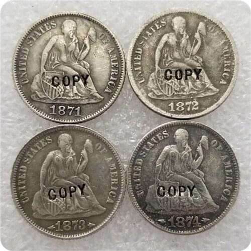 USA (1871,1872,1873,1874 )-CC Seated Liberty Dime COPY COINS