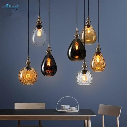 Nordic modern glass Pendant Lights Bedroom Living Room Restaurant Glass Vintage Water Tattoo Papaya Hand Lamps Hanging Fixtures