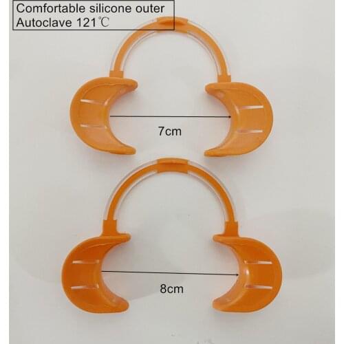Dental Mouth Props Opener Lip Cheek Retractor C-Type Soft Silicone Large Small Orange