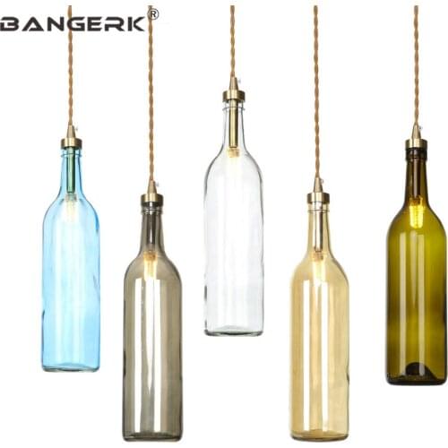 Loft Decor LED Pendant Lamp Modern Copper Glass Bottle Hanging Light Fixtures Dining Room Bar Home Lighting Indoor Luminaire