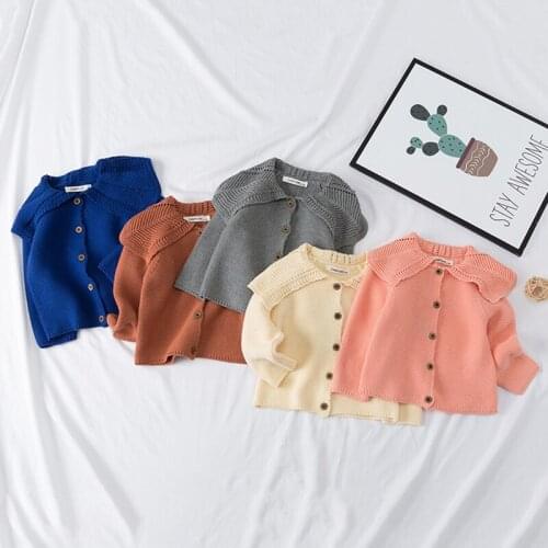 Infant Baby Girl Sweaters Lotus Leaf Collar Autumn Baby Clothes Long Sleeve Knitted Sweaters Kids Tops Cardigan Girls Coat