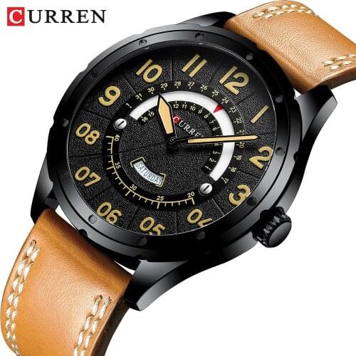 Top CURREN Mens Watches Brand Fashion Leather Wristwatches Quartz Mens Watch Date Sports Waterproof Men Clock Relogio Masculino