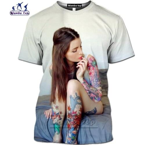 Mamba Top Sexy Model Goddess Tattoo Shirt Men 3D Print Cool Hentai Girl T-Shirts Funny Women Summer Short Sleeve Loli Bikini Tee