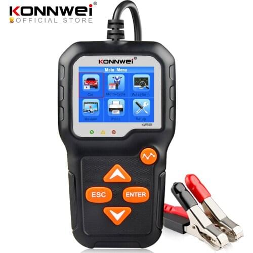 NEW KONNWEI KW650 Car Motorcycle BatteryTester 12V 6V Battery System Analyzer 2000CCA Charging Cranking Test Tools for the Car 0