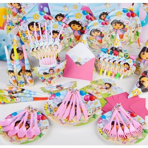 Party supplies 78PCS for 6persons DORA THE EXPLORER theme party, birthday party decoration super set