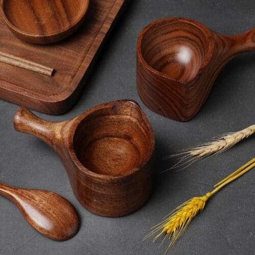 110ml Soup Spoon Japan Creative Water Spoon Short Handle Sauce Bowl Natural Acacia Wood Water Scoop Household Kitchen Gadgets