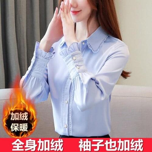 Women Blouse Shirt Womens Long-Sleeved Autumn Winter Chiffon Shirt Top Shirt Blusas Ropa De Mujer