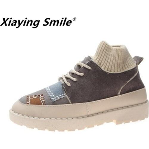 Xiaying Smile Ins Hot Style Women Ankle Boots Winter Web Celebrity Socks Shoes Trendsetter Necessity Female Fashion Casual Shoes