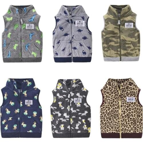 Baby Winter Clothes Casual Boys Girls Sleeveless Toddler Vest Cartoon Warm Fleece Jackets For Kids Outwear Zipper Tops for 1-3Y