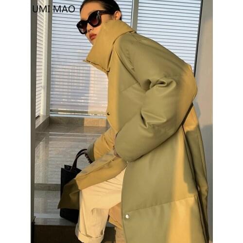 UMI MAO Winter Warm Womens Down Jacket Plush Down Jacket Mid-length New Thick Loose Coat Female Casual Loose Black Outwear