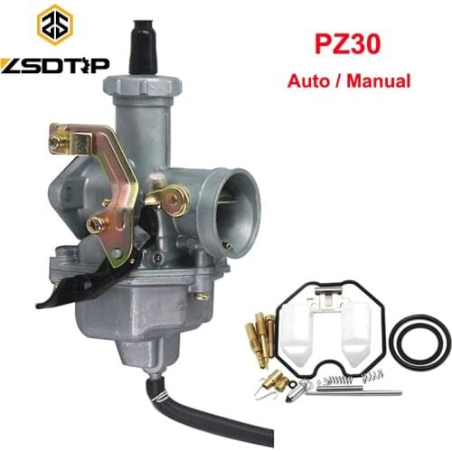 ZSDTRP Keihin Carburetor PZ30 Carb 200cc 250cc 30mm Cable/Auto Choke Dirt Bike ATV Quad