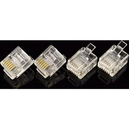 100 Pcs 6P2C 2 Pins RJ11 Modular Plug Network Cable Connector Clear Wholesale