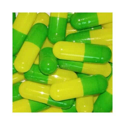1000pcs/lot Green&Yellow Hard Gelatin Empty Capsules, Size 0# Hollow Separated Capsule Shells,High Quality Cosmetic Mask Storage