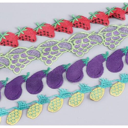 20Yards Fruit Shape Lace Trim Embroidery Venise Applique Sewing DIY Ribbon Craft for Dress Wedding Party Decoration 4cm Wide