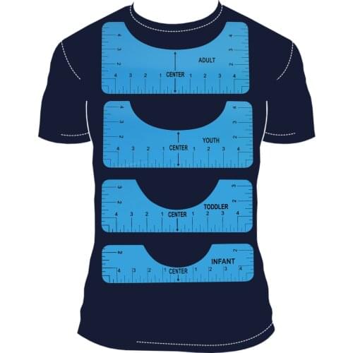 4PCS T-Shirt Alignment Ruler For Guiding T-Shirt Design Rulers With Size Chart DIY Drawing Template Craft Tool Drafting