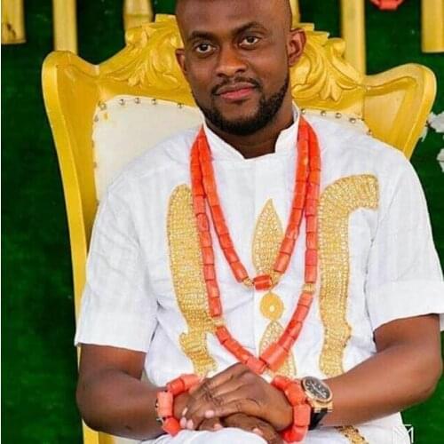 4UJewelry Costume African Nature Coral Beads Jewelry Sets Men Fashion Jewellery Turkish Wedding Groom Necklace Set Free Ship