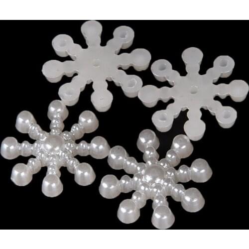 50pcs/100Pcs Snowflake Flatback Pearl Embellishments Christmas Craft Cardmaking Qtys Embellishment Christmas Wedding Decoration